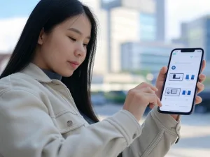 Một người Việt đang sử dụng điện thoại thông minh để tương tác với chatbot thương mại điện tử, hiển thị khuyến nghị sản phẩm cá nhân hóa như "Khuyến nghị cho bạn" trong bối cảnh đô thị hiện đại.