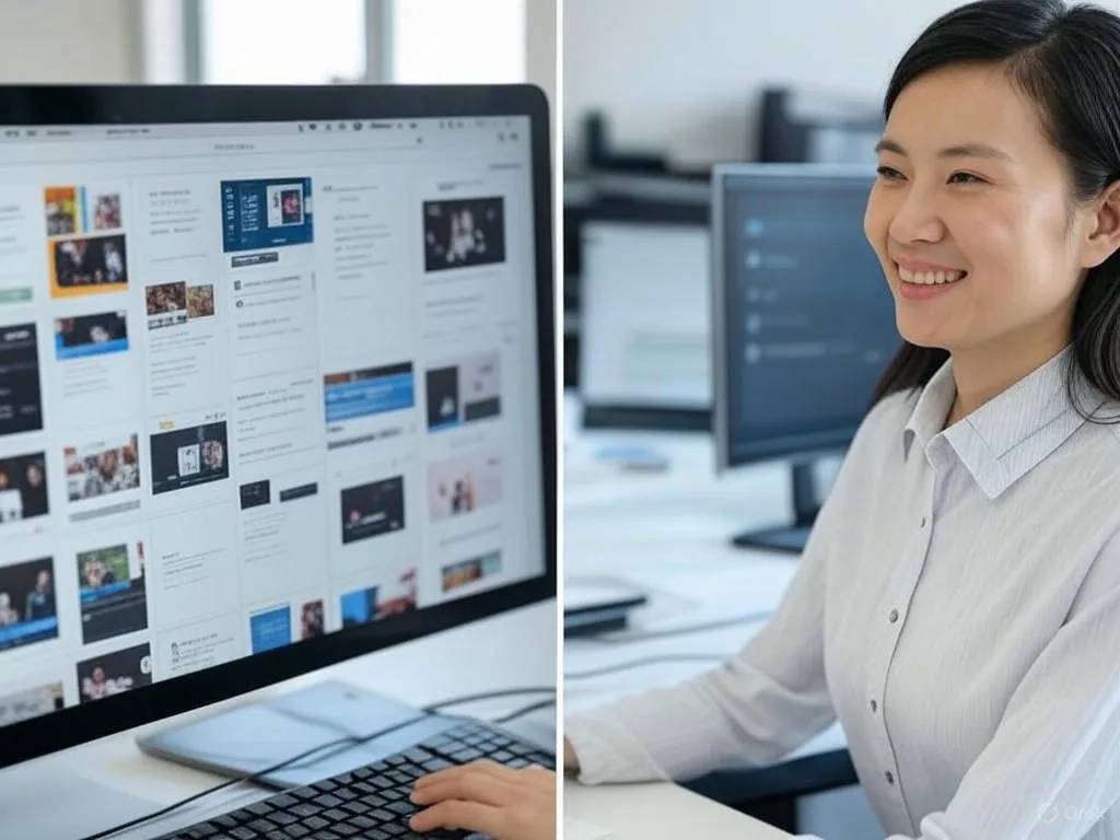 So sánh AI chatbot với live chat: Hình ảnh hai cảnh bên cạnh nhau, bên trái là giao diện chatbot AI trên trang web cửa hàng trực tuyến, bên phải là nhân viên hỗ trợ khách hàng người châu Á/Việt Nam sử dụng hệ thống chat trực tiếp.