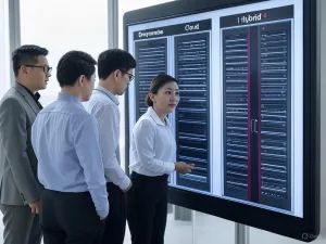 Các chuyên gia Việt Nam đang phân biệt và so sánh tổng đài On-premise, Cloud và Hybrid trong môi trường văn phòng hiện đại.