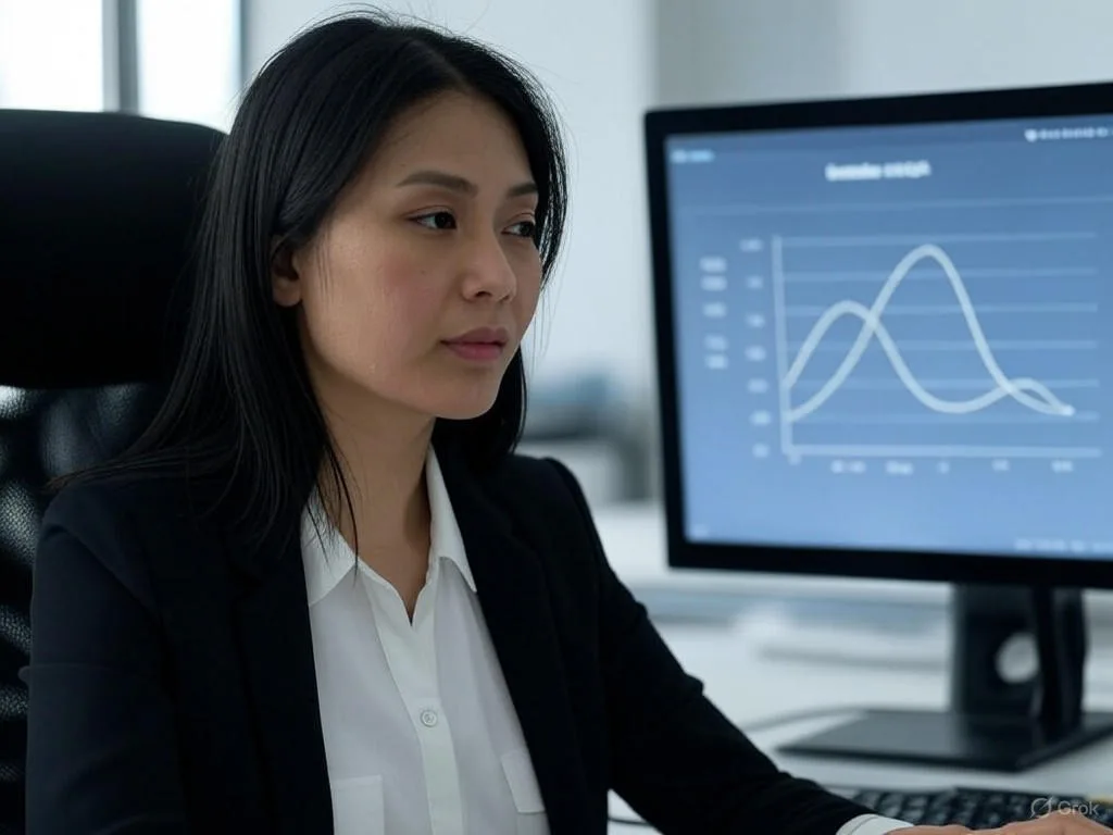 Nhân viên call center Việt Nam đang sử dụng AI phân tích cảm xúc để phân tích cảm xúc khách hàng qua cuộc gọi điện thoại, với biểu đồ cảm xúc hiển thị trên màn hình máy tính.