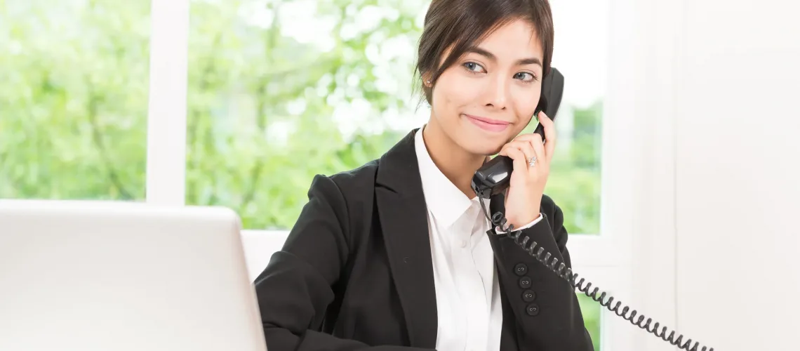 Business woman talking cellphone