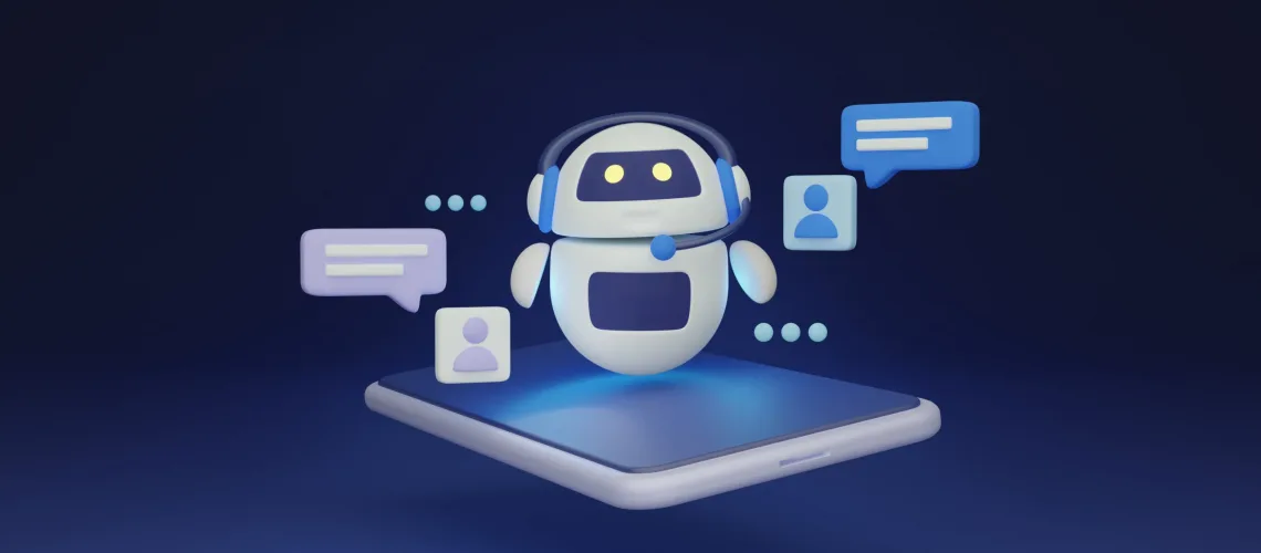 Chatbot 3D illustration concept. Chat GPT app that uses natural language processing to engage in conversation with users. It can assist with tasks, provide information, and help to automate processes.